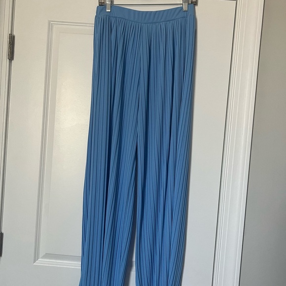 NWT Max Mara Women's CACIO Jersey Trouser Light Blue Pleated Pants Sz L 170/72A - Picture 4 of 16